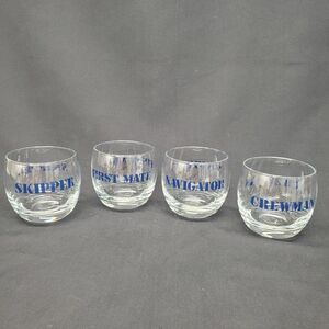 Set of 4 Culver Nautical Roly Poly Glasses Skipper First Mate Navigator Crewman